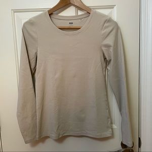 UNIQLO tan long-sleeve top / small